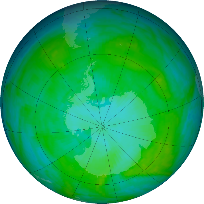 Antarctic ozone map for 18 January 1985